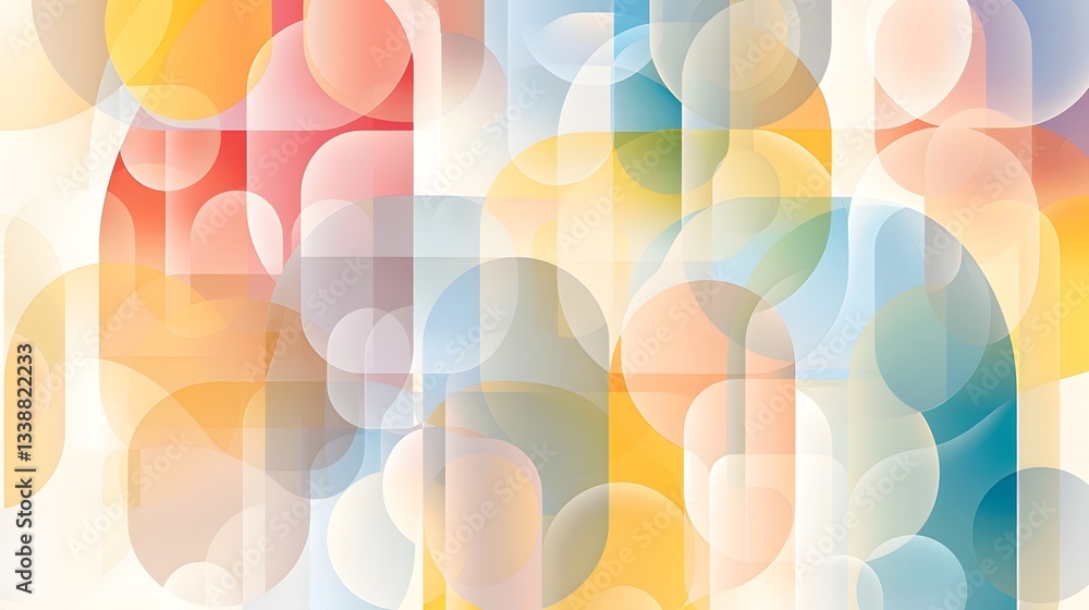 Poster elegant and contemporary abstract composition with multicolor overlapping organic shapes and smooth 