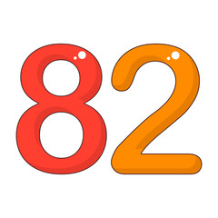 Number 82 Colorful Symbol
