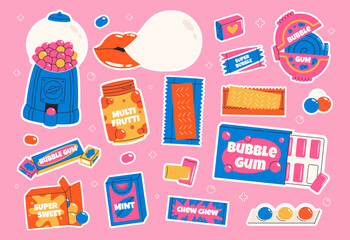 Bubble gum sticker set