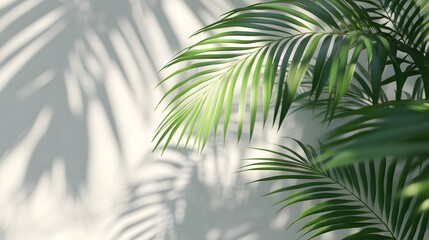 Naklejka premium 2. A natural palm leaf shadow on a transparent background, depicting the beauty of a tropical atmosphere