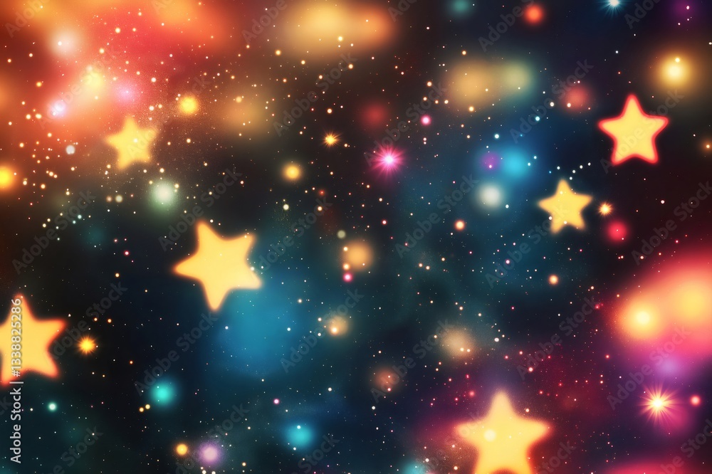 Poster colorful nebulae and star clusters illuminating the vast expanse of space, creating a mesmerizing co
