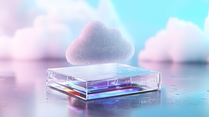 Futuristic Cloud Based 3D Automation Concept Boosting Global E Commerce Growth with Dynamic Digital Storefronts Glowing Holographic Product Displays Integrated AI Driven Logistics