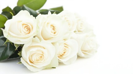 Obraz premium A Bouquet Of White Roses On A White Background --