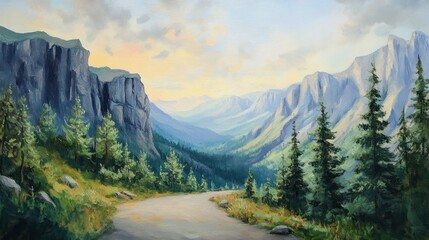 Mountain road at dawn