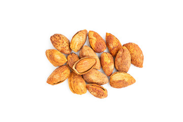 Roasted almond nuts isolated on white background, Almond Kernels