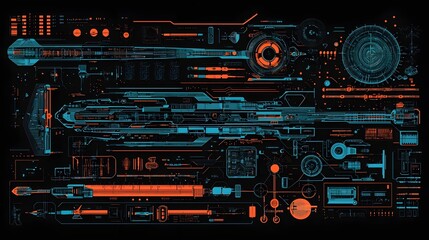 Obraz premium Futuristic space city with flying vehicles and cutting edge advanced technology in a sci fi Showcasing a vibrant digitally rendered cityscape with holographic projections neon lights