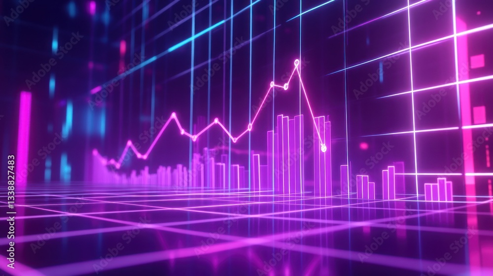 Aufkleber vibrant digital graph showcasing data trends in a futuristic setting