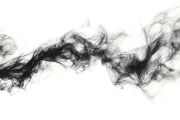 Fototapeta premium Abstract black smoke or ink flowing across a white background in a dynamic and wispy pattern