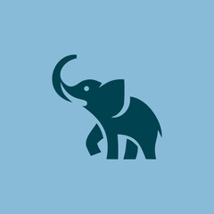 Dark Blue Elephant Silhouette Icon