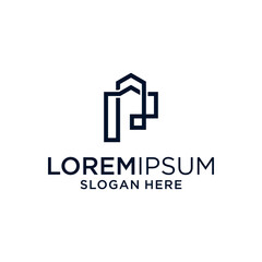 Dark Blue Minimalist Geometric Logo Design on White Background