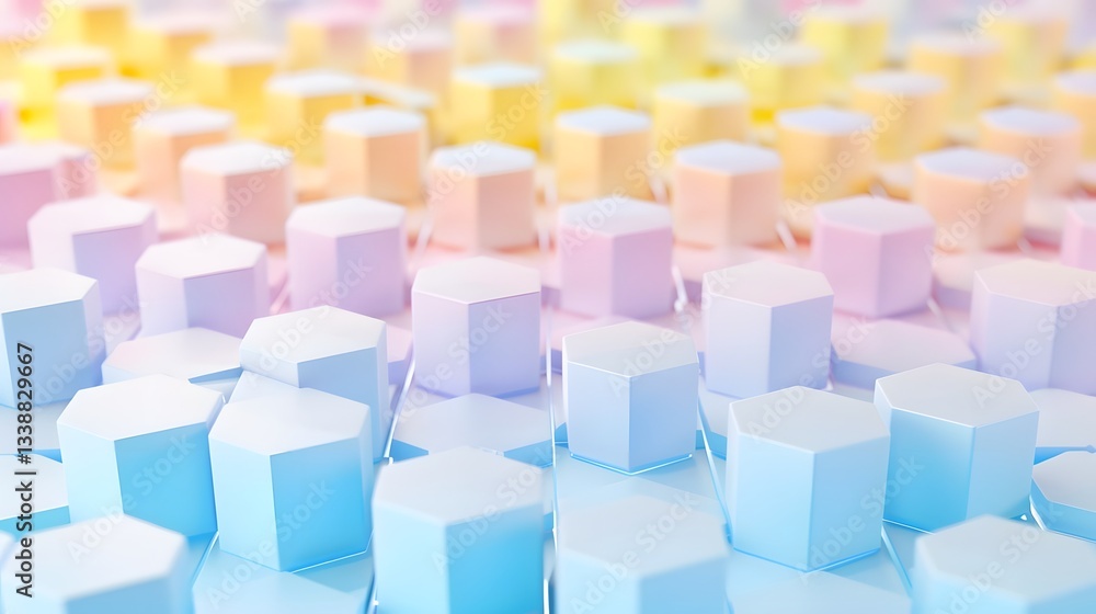 Poster layered pastel honeycomb pattern with soft shaded hexagonal shapes creating depth and harmony gentle
