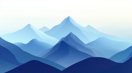 Serene Blue Mountain Range Abstract Landscape Illustration