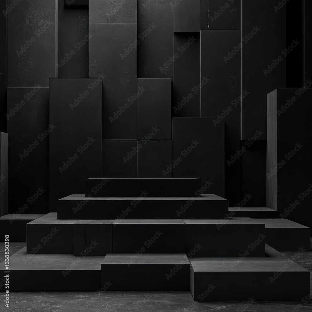 Poster abstract black geometric stage product display background minimalist modern architecture design