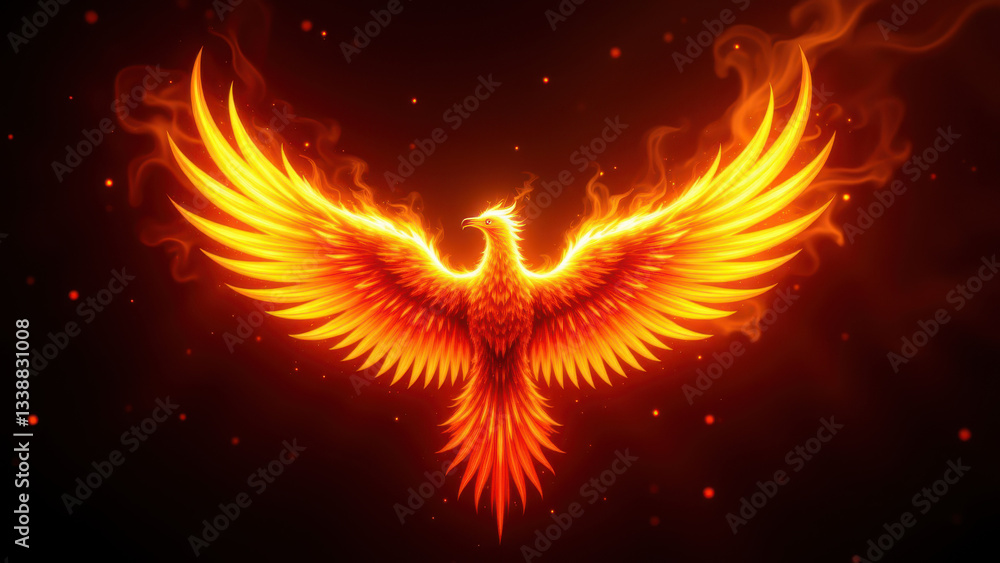 Poster a fiery phoenix rising above a kubernetes cluster, symbolizing rebirth and resilience in cybersecuri