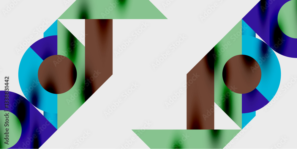 Aufkleber Modern abstract background featuring circles, lines, and triangles in a dynamic geometric composition. Perfect for stylish, tech, or creative-themed designs