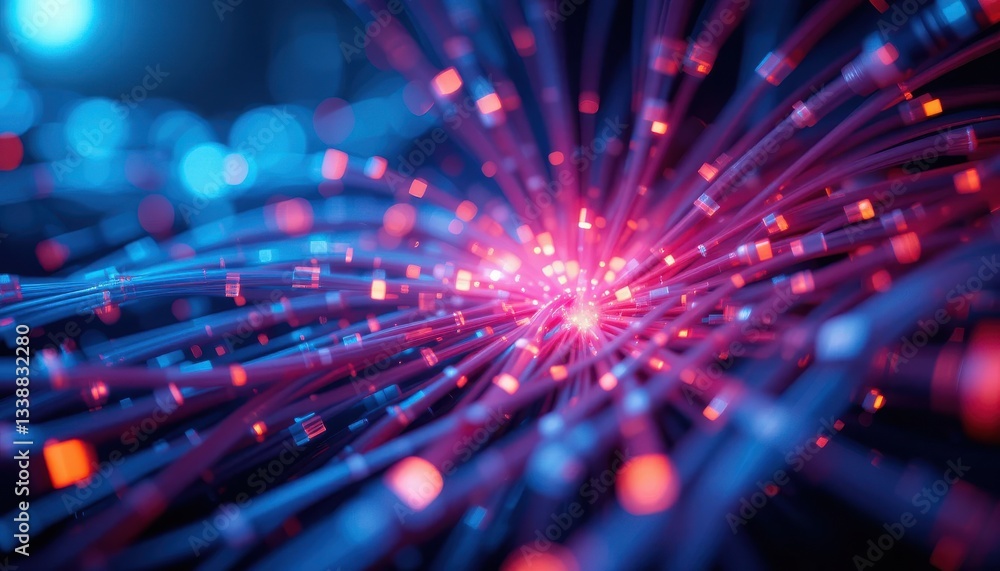 Fototapete futuristic digital data flow abstract technology environment vibrant colors high-tech concept macro 