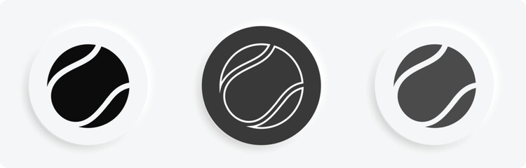 Tennis Ball Icon Set – Minimalist Sports Symbols in Solid and Outline Styles