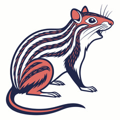Striped Rodent Illustration: Artistic illustration showcasing a rodent, a small mammal, highlighting its unique striped pattern and expressive face, perfect for nature-themed designs.