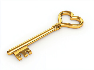 Gold heart key
