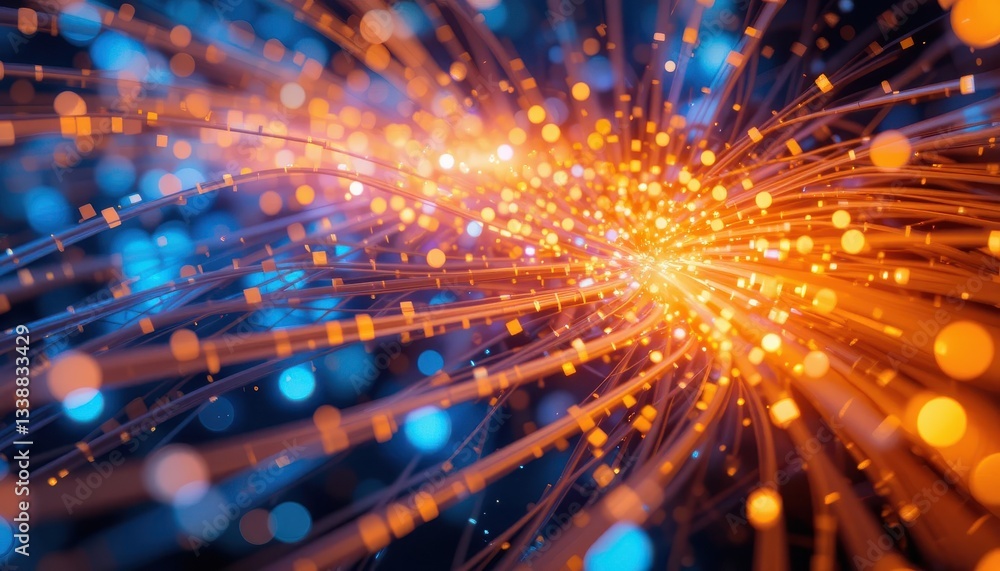 Aufkleber dynamic flow of light particles abstract digital art vibrant colors high-tech environment close-up v