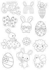 The digital stamp Doodle outline clip art Retro groove baby Easter