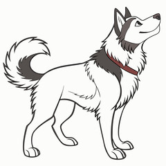 Fototapeta premium Husky dog sketch: A captivating sketch of a majestic husky dog, its poised stance and upward gaze conveying a sense of alertness and loyalty.