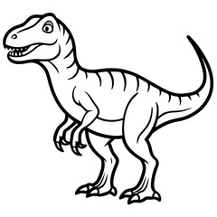 Vector art of a black and white cartoon dinosaur illustration vector design isolated on white background