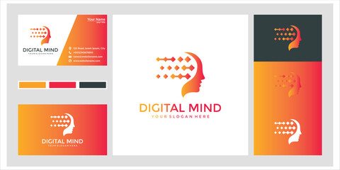 Digital Mind Logo Design with Orange and Red Gradient