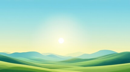 Obraz premium Serene Sunrise Over Rolling Green Hills A Peaceful Landscape