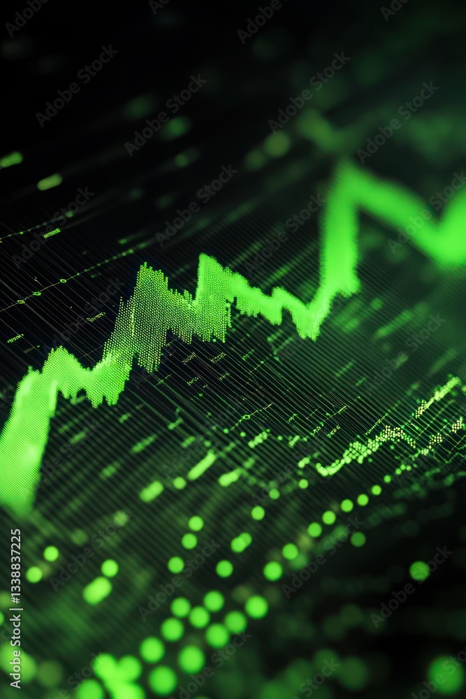 Aufkleber green digital graph displaying fluctuating data trends and analysis