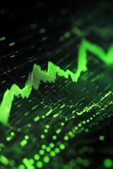Green Digital Graph Displaying Fluctuating Data Trends and Analysis