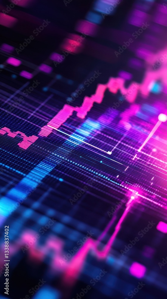 Poster vibrant abstract data visualization with colorful graph lines