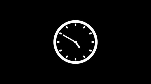 Minimalist Clock Isolated Animation on Black Background, A simple clock isolated