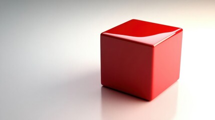 Fototapeta premium A glossy red cube on white.