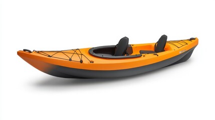 Orange and Gray Two-Person Recreational Kayak Isolated on White Background