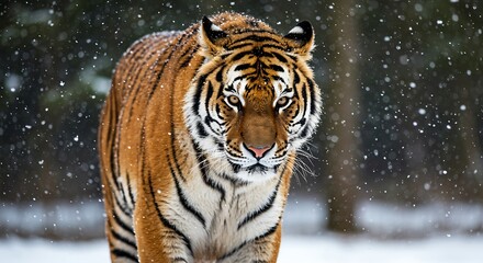 Obraz premium Majestic Tiger in a Winter Wonderland. Generative Ai