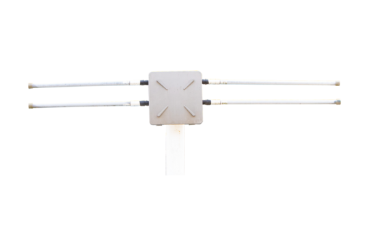 Modern Wi-Fi router large for 5G, isolated on cut out PNG or transparent background. White wireless technology side mounted signal control box. fast wifi transfer.