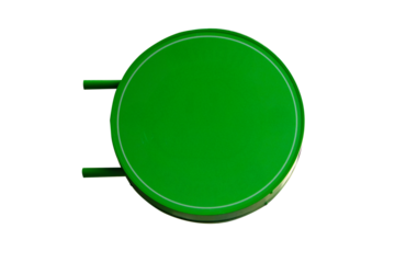 Sign plastic green circle  isolated on cut out PNG or transparent background for front of shop. logo, symbol. Typography for restaurant, bar, cafe, menu, ice cream or sweet shop.