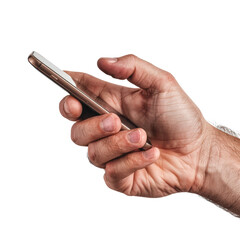 Fototapeta premium Close-Up View of Hand Holding Smartphone with Focus on Touchscreen Interaction and Technology Use