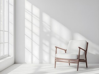 A chair with an empty wall in the background