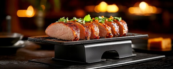 Indulge in the captivating allure of authentic Thai cuisine with this meticulously prepared spicy grilled duck breast Each succulent slice is a testament to the culinary artistry, marinated in a