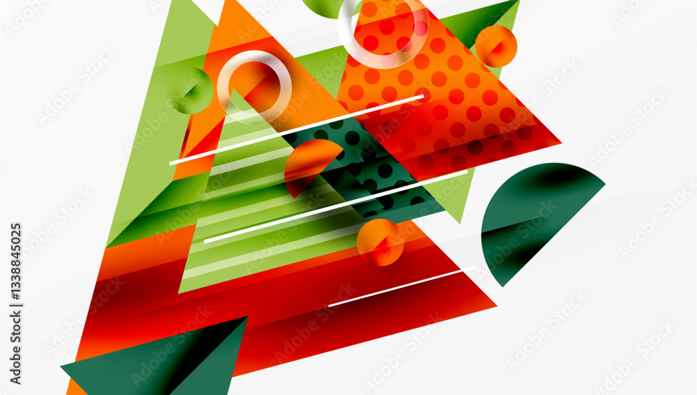 Aufkleber Sleek abstract background - layered triangles with vibrant gradient tones. Semi-transparent shapes add depth and contemporary aesthetic
