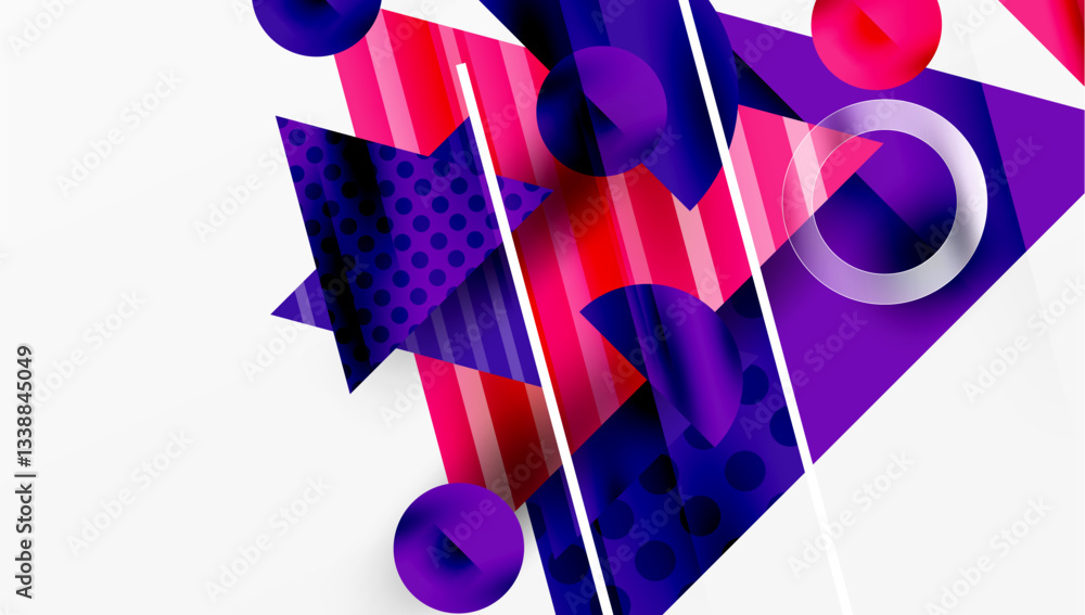 Poster modern geometric background - overlapping triangles with smooth gradients and semi-transparency