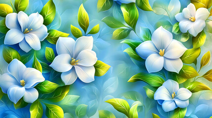 Floral Elegance Blue and Green