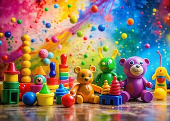 Obraz premium Playful Toy Photography: Colorful Spray Paint Texture Background