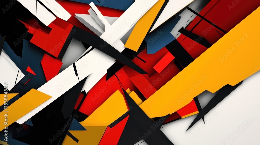 Poster abstract colorful geometric shapes creating dynamic visual energy