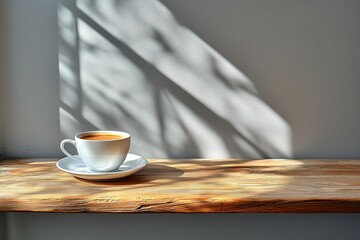 ウッドデッキのテーブルとコーヒー
