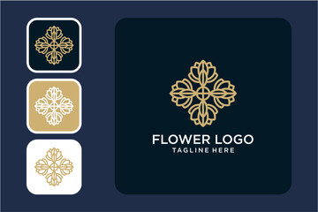 Elegant Golden Flower Logo Design Template