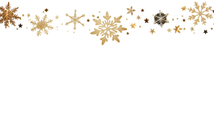 Simple golden snowflake wreath on white background
