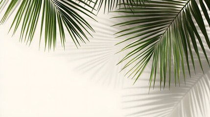 Fototapeta premium 69. Subtle coconut palm frond shadow overlay for a clean and fresh tropical aesthetic on a transparent background